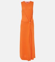 Saralien gathered jersey maxi dress in orange - Altuzarra | Mytheresa Ruched Elastane Maxi Dress, Sleeveless Ruched Midi Dress In Viscose, Spring Draped Maxi Dress In Viscose, Sleeveless Viscose Maxi Dress For Evening, Fitted Draped Viscose Maxi Dress, Ruched Sleeveless Rayon Maxi Dress, Elegant Floor-length Rayon Maxi Dress, Elegant Floor-length Rayon Midi Dress, Summer Draped Rayon Dresses