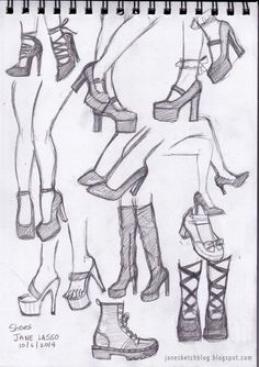 a drawing of different types of shoes