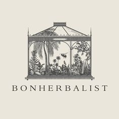 the logo for bonherbalist with an image of a glass house and plants