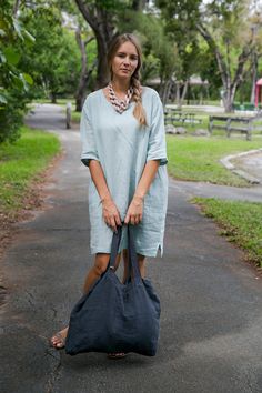 Boho clothing for women - 100% European flax - pre-washed/pre-shrunk - medium weight linen - soft and comfortable - great texture and lovely wrinkles Bohemian Linen Tunic Dress, Linen Beach Dress With 3/4 Sleeves, Spring Bohemian Linen Dress With Pockets, Bohemian Linen Dresses With Pockets, Linen Apron Pinafore, Japanese Style Apron, Linen Sleepwear, Bella Dresses, Linen Slip Dress