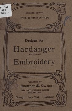 an old book with the title design for haddanger embroidery on it