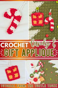 crochet candy and gift applique book cover with instructions to make it