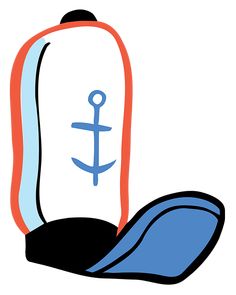 an illustration of a bottle with an anchor on the side and a blue ribbon around it