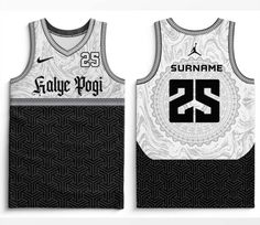 the nike basketball jersey is designed to look like it has been worn in black and white