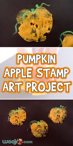 pumpkin apple stamp art project for toddlers to make with their own hands and feet