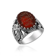 Arabic Ring Red Agate Genuine, Prayer,Hand Carved-Custom Engraved hand engraving,Talısman Ring, Verse Ring, Handmade Prayer of Hacet Ya Allah'ül Mahmudü Fi Kulli Fialihi Ya Allah Written Agate Stone Ring Red Carved Jewelry For Wedding, Silver Carnelian Rings Spiritual Style, Silver Carnelian Spiritual Ring, Traditional Oval Carnelian Rings, Traditional Red Carnelian Ring, Traditional Silver Agate Ring, Silver Carnelian Wedding Rings, Traditional Silver Ruby Ring As Gift, Traditional Silver Ruby Ring Gift