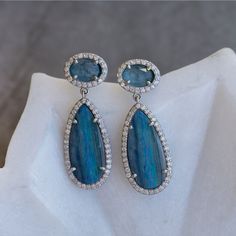 Aquamarine and Opal Double Drop Earrings Earring Styles, Moss Aquamarine, Aqua Marine, Aquamarine Blue, Opal Earrings, Jewelry Companies, Boulder Opal, Pretty Jewellery