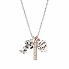 Show How Much Your Friends Mean To You With This Peanuts " Friends Forever " Crysral Necklace. Fine Silver Plated Approx: Length 16 + 2" Extender Drop: 1" Spring Ring Clasp Snoopy Jewelry, Palm Tree Necklace, J Necklace, Forever Necklace, Lariat Necklace Silver, Disney Gold, Mickey Mouse Earrings, Solitaire Pendant Necklace, Zodiac Pendant