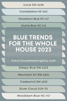 the blue and white flyer is shown with text on it, which reads blue trend for the