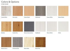 the colors and options for wood flooring are shown in this page, which shows different types