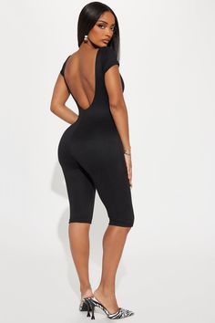 Available In Black. Double Lined Jumpsuit High Neck Short Sleeve Backless Capri Stretch 95% Polyester 5% Spandex Imported | Out The Door Double Lined Jumpsuit in Black size 1X by Fashion Nova High Stretch Black Full-length Jumpsuits And Rompers, Black High-waisted Denim Jumpsuit With Pockets, Black Jumpsuits With Built-in Bra And High Stretch, Black High Stretch V-neck Jumpsuits And Rompers, Black Non-stretch Jumpsuits And Rompers With Pockets, Service Women, Jeans Jumpsuit, Swim Accessories, Black Jumpsuit