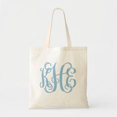 Light Blue Preppy Script Monogram - KHE Tote Bag Color: Natural. Gender: unisex. Age Group: adult. Light Blue Preppy, Blue Preppy, Pink Preppy, Script Monogram, Preppy Chic, Monogram Tote Bags, Shop Light, Personalized Bridesmaid Gifts, Monogram Tote