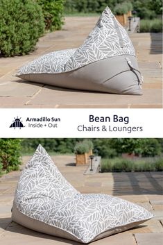 the bean bag chair and loungers are both made out of an old sheet or fabric