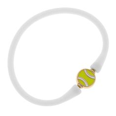 a yellow and white bracelet with a tennis ball on it