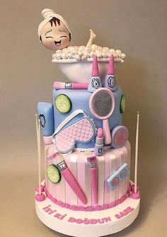 there is a cake that has items on it