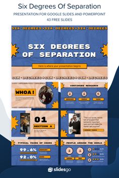 Six Degrees of Separation Slide Presentation Design Creative, Six Degrees Of Separation, Ppt Themes, Keyword Elements Canva