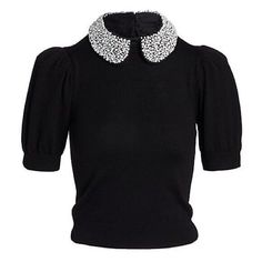 Alice + Olivia Size XS No returns Digital Wardrobe, Embellished Collar, Top Sweater, Black Top, Alice Olivia, Pretty Outfits, Sweater Outfits, Sweater Top, Sweater Sizes