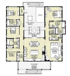 the floor plan for a house with three bedroom and an attached kitchen, living room and dining