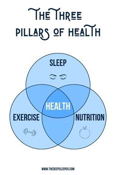 Three pillars of health.    #threepillarsofhealth #3pillarsofhealth #pillarsofhealth #sleephealth #sleepexercisenutrition #healthvenndiagram #healthinfographic #healthcoach #lookafteryourself Pillars Of Health, Sleep Exercise, Health Articles Wellness, Wellness Activities, Health And Wellness Quotes, Squat Challenge, Health Exercise, Fitness Apps, Sleep Health