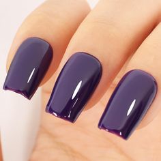 PRICES MAY VARY. 💅Dark Midnight Purple Gel Nail Polish: new style dark purple gel nail polish,easy to diy nail art.Midnight purple gel polish is an ESSENTIAL for everyone! 💖Environmental & Healthy: 13 Toxin Free Ingredient makes it healthy and low odor. No harsh ingredients or adhesives that lead to damaged nails. 🤳Easy Application and Good Tenacity. With proper application, last at least 21 Days. 🎨Speed Curing with LED Nail Lamp: The midnight dark purple gel nail polish kit need to be cured under LED light. Base and Top coat required. Average for LED light 60-120 secs. ⭕WARNING: May product an allergic reaction by skin contact. Read directions for use carefully. For professional use only. Only used for nail. Avoid contact with eyes, mouth and skin. Rinse them immediately should the pr Fall Nails With Gel Polish, Dark Purple Nails With Accent Nail, Dark Fall Gel Nails, Nail Art Designs Dark Colors, Fall Nail Designs Purple, Eggplant Nail Color, Plum Color Nails, Square Nails Fall Colors, Plum Colored Nails