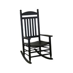 a black rocking chair on a white background