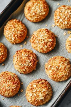 baked oatmeal cookies on a baking sheet ready to go into the oven