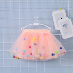 Tutu - Colorful Pom Pom Tulle Tutu 3M-10Y Princess Mini Dress, Tutu En Tulle, Crochet Costumes, Ballerina Tutu, Dress Children, Boho Festival Fashion, Tulle Tutu Skirt, Romper Suit, Tulle Tutu