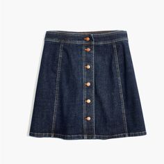 An A-Line Mini With Buttons Down The Front For A Low-Key '70s Vibe. Crafted From Dark Washed Denim With A Touch Of Stretch, It's A Skirt As Fuss-Free As A Pair Of Jeans. 96% Cotton/3% Poly/1% Elastane Denim. Machine Wash. Washed, Never Worn, Perfect Condition. Madewell Skirt, Burgundy Skirt, Blue Denim Skirt, Mini Pencil Skirt, Wrap Mini Skirt, Tweed Mini Skirt, A Line Mini Skirt, Floral Mini Skirt, Skirt Fits