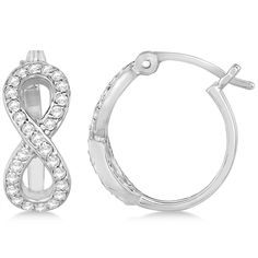 Infinity Shaped Hinged Hoop Diamond Earrings 14k White Gold 0.50ct - Allurez.com Infinity Jewelry With Pave Setting For Formal, Formal Infinity Jewelry With Pave Setting, Infinity-shaped Jewelry With Pave Setting For Formal, White Gold Infinity Jewelry With Pave Setting, Infinity Jewelry With Pave Setting For Anniversary, Infinity-shaped Jewelry With Pave Setting For Anniversary, Infinity Shaped Jewelry With Pave Setting For Anniversary, Hoop Diamond Earrings, White Gold Hoop Earrings