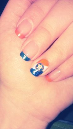 Houston Astros nails!!! Cute!! Astros Manicure, Team Nails, Nail Paints, Grey Nail Designs, Awesome Possum