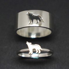 Wolf Couple Set Promise Ring - Wolf Jewelry, Wolf Ring, Alternative Engagement Wedding Ring, Animal Wolf Couple, Wolf Ring, Couple Set, Wolf Jewelry, Matching Ring, Rose Engagement Ring, Matching Rings, Emerald Engagement Ring, Rose Gold Engagement Ring