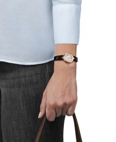 The Bellissima timepiece is a feminine, delicate design you'll love to wear every day. From Tissot. Style #T1260103601300 Brown Leather Strap Watch, Small Lady, Leather Strap Watch, Brown Leather Strap, Timeless Accessories, White Dial, Style Gift, Jewelry Rings Engagement, Watch Brands