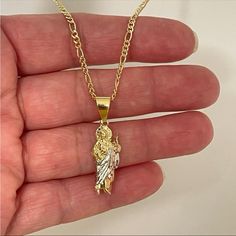 New! 18k Gold Filled, Brass Water Resistant Hypoallergenic,Nickel Free Water Resistant High Quality Everyday Wear St Jude Necklace, St Jude, Womens Jewelry Necklace, Silver Gold, Gold Filled, Everyday Wear, 18k Gold, Water Resistant, Jewelry Necklaces