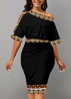 Black Boat, Wrap Dresses, Stripe Outfits, Bodycon Dress With Sleeves, Neck Bodycon Dress, African Fashion Women, African Design Dresses, Latest African Fashion Dresses, African Dresses For Women