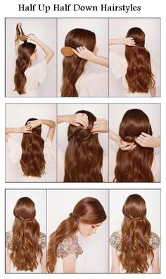 10 peinados paso a paso. Half Up Half Down Hair Tutorial, Cute Simple Hairstyles, Romantic Hairstyles, Step By Step Hairstyles, Hair Down, Peinados Faciles, Everyday Hairstyles, Hair Dos