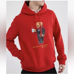 Polo Ralph Lauren Men’s Lunar New Year Bear Hoodie Red Sweatshirt Nwt Polo Ralph Lauren With A Bear Graphic Printed At The Front Part Of The Lunar New Year Collection, This Fleece Pullover Hoodie Features The Iconic Polo Bear Celebrating In A Red Scarf And Slippers Embellished With A Gold Signature Pony. Polo Ralph Lauren With A Bear Graphic Printed At The Front. With An Adjustable Hood, Pouch Front Pocket And Ribbed Knit Trims. 55% Cotton, 45% Polyester Machine Wash Measurements Approx Laying F Polo Ralph Lauren Hoodie, Polo Ralph Lauren Sweatshirt, Tech Hoodie, Wedding Presents, Vintage Crewneck Sweatshirt, Ralph Lauren Hoodie, Ralph Lauren Sweatshirt, Mens Zip Hoodie, Red Sweatshirt