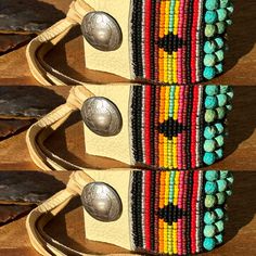 Featuring a cuff to show off the rich Southwestern color and traditional serape style!  - Convenient and easy leather style clasp allows this piece to fit all wrist sizes.    ** Cuff width =  2 inches * Hand loomed with glass seed beads * 6mm faceted turquoise (green/blue) * Buffalo nickel  * 2 different types of leather (black or buckskin/tan) **Please select at checkout. Southwestern Style Multicolor Cuff Bracelet For Festival, Southwestern Multicolor Cuff Bracelet For Festival, Multicolor Southwestern Cuff Bracelet For Festivals, Southwestern Concho Cuff Bracelet For Festivals, Southwestern Multicolor Adjustable Cuff Bracelet, Adjustable Multicolor Southwestern Cuff Bracelet, Western Cuff Bracelet, Southwestern Colors, Black Leather Cuff Bracelet