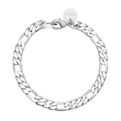 The Baby Axel bracelet is made from our figaro chain and fastened with a with lobster clasp. Material: Brass Plating: 10K Gold or Rhodium-Silver Bracelet has a protective coating to prevent from quick wear and tarnishing. Chain measures: 6mm wide Clasp Measures: 15mm long Available in the following Lengths: 6.5", 7", 7.5", 8", 8.5", 9" Our jewelry is always handmade from sustainable materials in the USA. Modern Bracelets With Rectangular Figaro Chain Links, Everyday Metal Figaro Chain Bracelets, Modern Everyday Figaro Chain Bracelet, Modern Figaro Chain Bracelet, Adjustable Figaro Chain Bracelet, Everyday Cuban Link Bracelet With Figaro Chain, Classic Adjustable Figaro Chain Bracelet, Adjustable Classic Figaro Chain Bracelet, Modern Link Bracelets With Figaro Chain