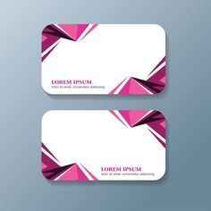 two business cards with pink and white shapes