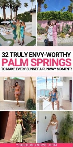 Get ready to turn heads and stun in these Palm Springs outfit ideas that'll make you feel runway-ready 24/7! No matter the season, we've got you covered with Palm Springs outfit fall, winter, spring, and summer styles to take your wardrobe game to the next level! Palm Springs Evening Outfit, Palm Springs Chic Outfits, Palm Springs Outfit Spring, Frat Party Outfit, Spring Women Outfits, Desert Disco