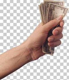 a person's hand holding money in the palm of their left hand, on a transparent background png clipart