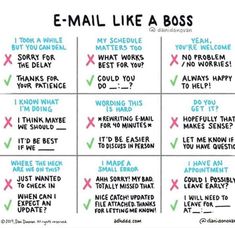 an e - mail like a boss chart with the words, i don't know what