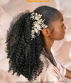 Afro Ponytail Hairstyles Wedding, Messy Bridal Bun, Natural Hair Updo Wedding, Wedding Hairstyles For Black Women, Afro Wedding Hairstyles, Natural Bridal Hair, Black Brides Hairstyles, Grad Hair, Natural Hair Wedding