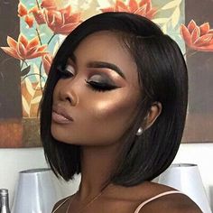 Human Hair Color, Pelo Afro, Layered Bob Hairstyles, Straight Bob, Short Straight Hair, Best Short Haircuts, Short Bob Wigs, Eyes Makeup, Hair Life