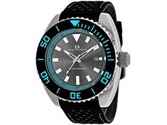 Stainless steel case, Rubber strap, Gray dial, Quartz movement, Scratch resistant mineral, Water resistant up to 20 ATM - 200 meters - 660 feet //  OC0521 Mineral Water, Black Rubber, Quartz Movement, Stainless Steel Case, Wrist Watch, Water Resistant, Stainless Steel, Grey, Water