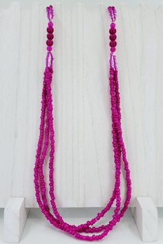 Bright pink beads in varying sizes and shades really make this handmade necklace pop! The necklace has 2 strands on the top half of the necklace, and 3 on the bottom half. This necklace is large enough to pull over your head without a clasp. JEWELER PHILOSOPHY -I enjoy making as many parts of my jewelry as I can, including findings, connectors, hooks, clasps, components, and jump rings from sterling silver. -I try to reuse as much as I can from unwanted pieces, including beads and fasteners. -People are not machines. No two items will look exactly the same, and items may come with handmade marks and imperfections (it's how we know humans made them). -I am not a gemologist or a geologist and I do my best to identify stones and gemstones whenever possible, but I do not know them all. PROTECT Pink Beaded Necklaces For Festivals, Pink Multi-strand Large Beads, Long Pink Beaded Necklace With Faceted Beads, Pink Large Beaded Long Necklace, Pink Long Necklace With Large Beads, Long Pink Necklace With Large Beads, Pink Long Beaded Chain Necklace, Pink Long Beaded Necklace, Pink Multi-strand Beads For Jewelry Making