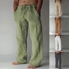 Fitted Outfits, Hawaiian Fashion, Gauze Pants, Mens Linen Pants, Casual Summer Pants, Cotton Linen Pants, Baggy Trousers, Mens Linen, Men Pants