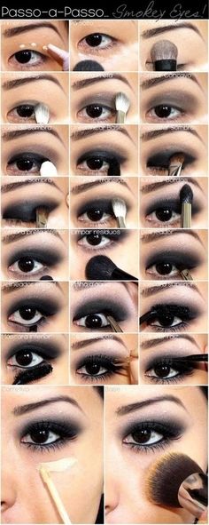 Smokey Eyes Rock Makeup Looks Hooded Eyes, Emo Easy Makeup, Gothic Eye Makeup Hooded Eyes, Goth Makeup Step By Step, Grunge Smokey Eye Makeup, Formal Gothic Makeup, Mcbling Eye Makeup, Gothic Eye Makeup Tutorial, Dark Easy Makeup