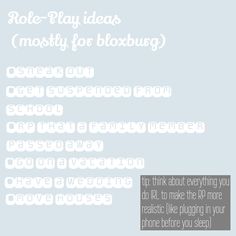 the text is in white on a light blue background, and it says role - play ideas mostly for bloxburg