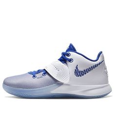 the nike kd trey basketball shoe in white and blue is on sale for $ 99